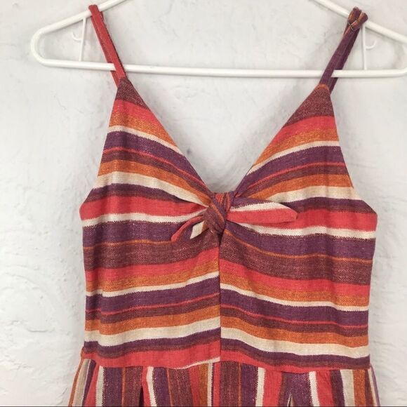 Eyeshadow purple/orange/cream striped romper-L  - Picture 5 of 8